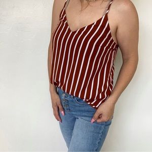 A New Day Women’s Striped Tank Dual Layer Size Medium Rust Color